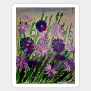 Some wild abstract mixed wild flowers in the field Sticker